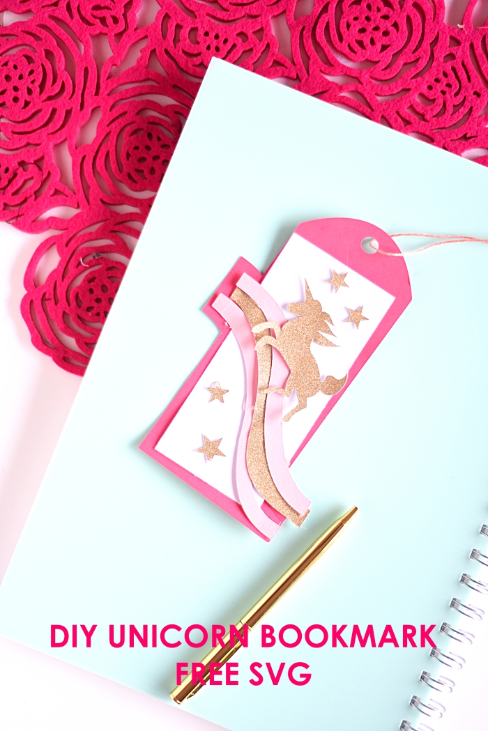 DIY unicorn bookmark with free SVG file for beginners. This is a great beginner Cricut project.