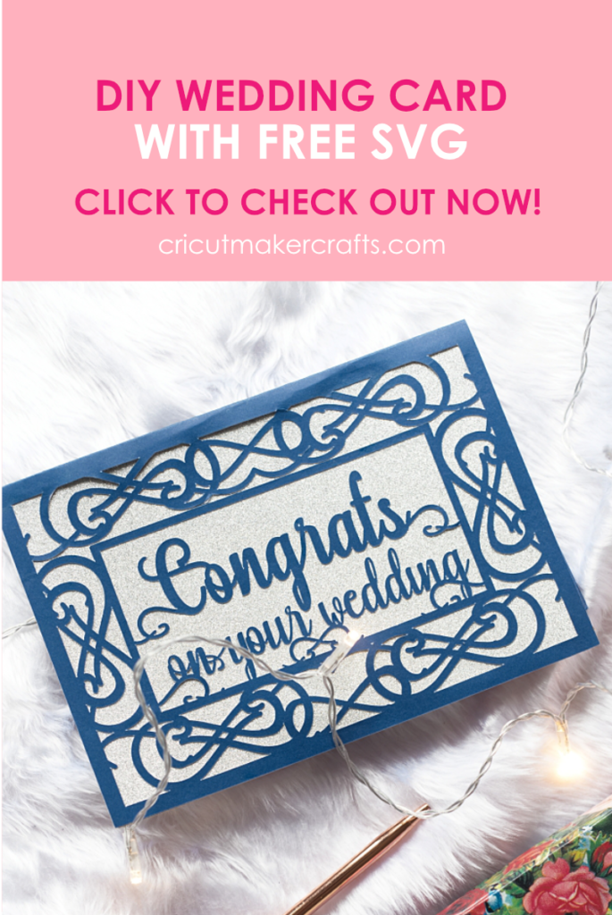 Paper wedding themed card saying congrats on your wedding. Cut using Cricut