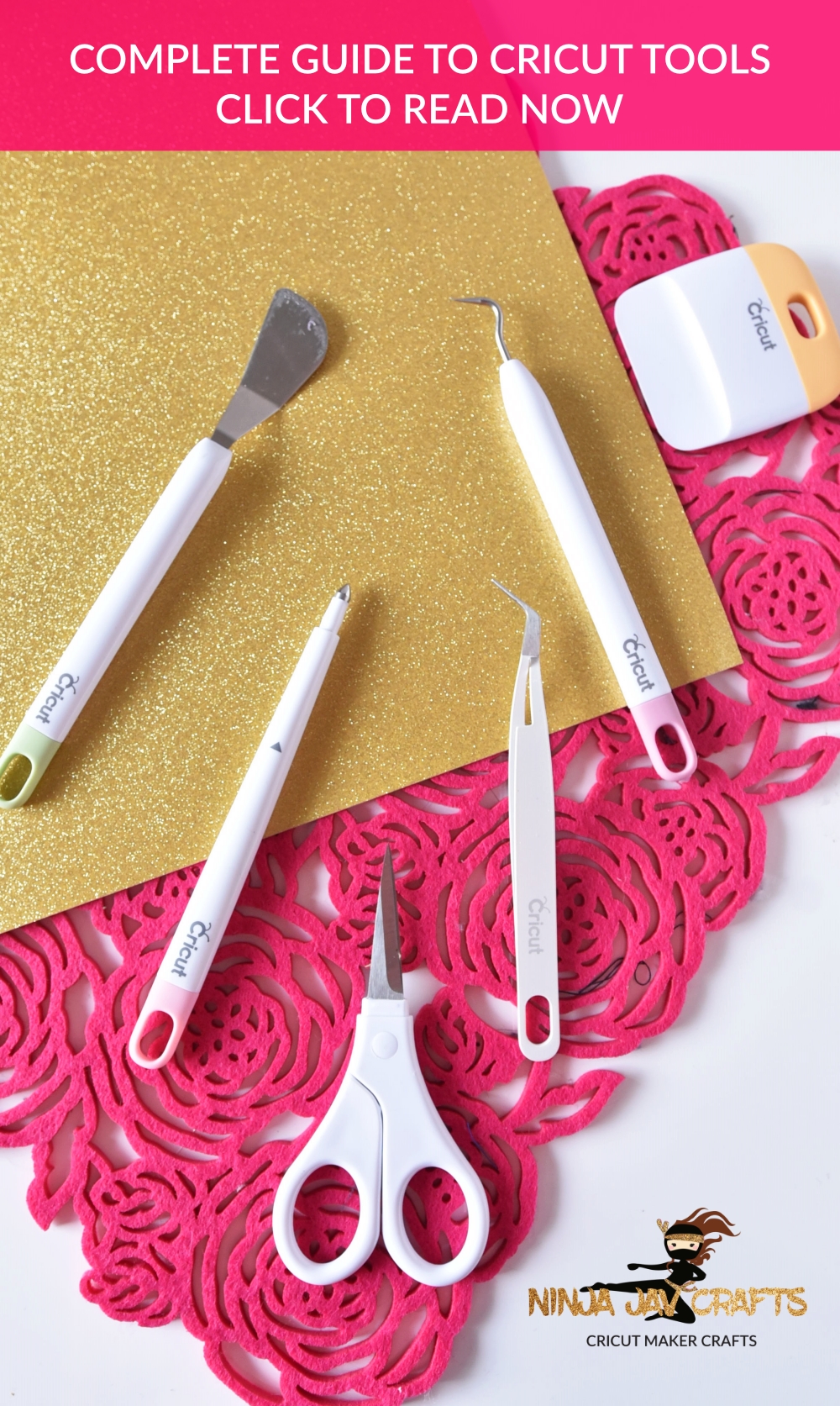 In this post, you'll learn everything you need to know about the essential Cricut Tools. Find out what all tools you will need when starting out and what's the function of each of the tools.