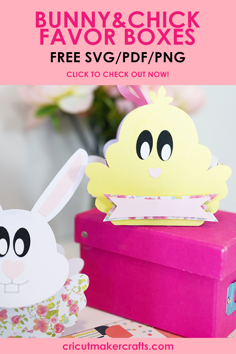 free favor box svg, cute bunny and chick favor boxes