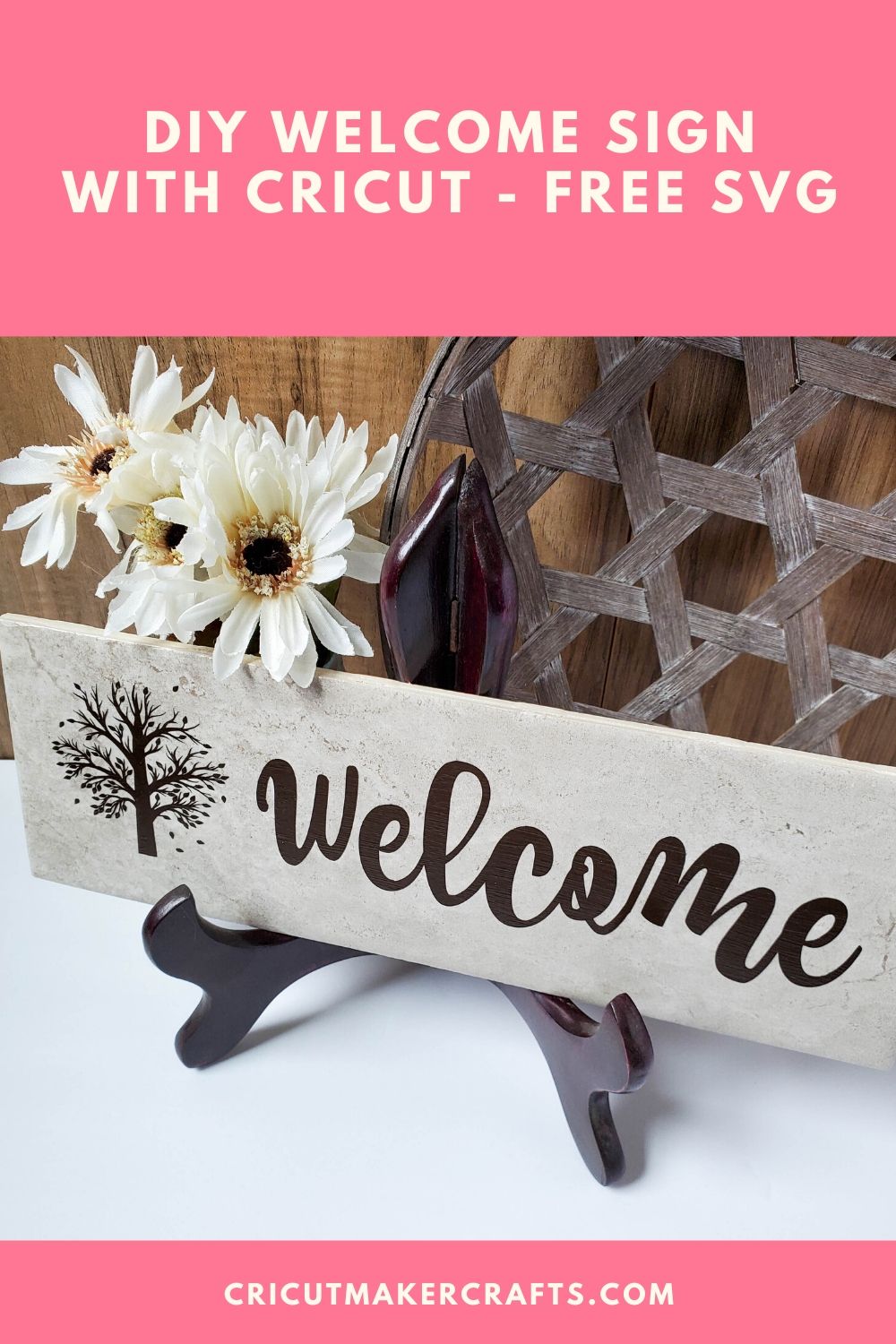 DIY Welcome Tile with Cricut FREE SVG - Cut N Make Crafts