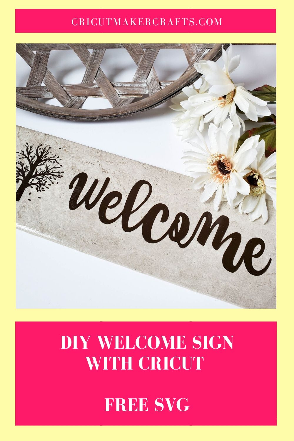 Download DIY Welcome Tile with Cricut FREE SVG - Cut N Make Crafts