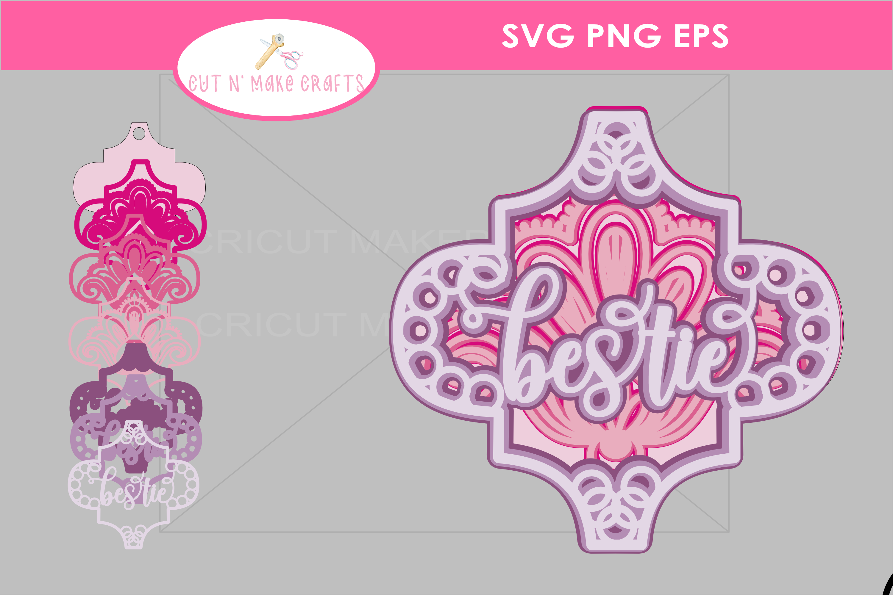 Bestie 3D Arabesque Ornament SVG CUT FILE by Cut N Make Crafts