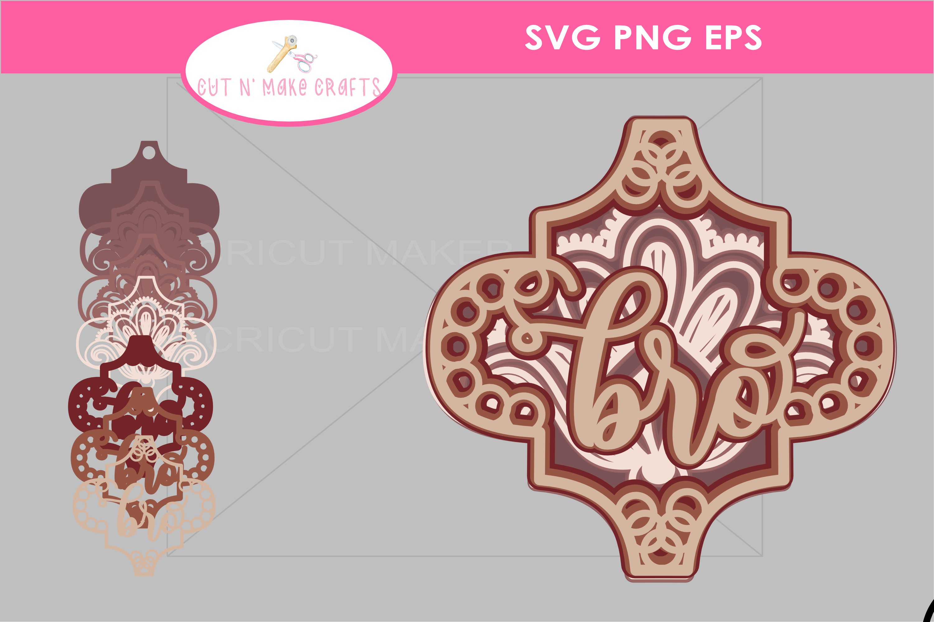 Bro 3D Arabesque Ornament SVG CUT FILE by Cut N Make Crafts