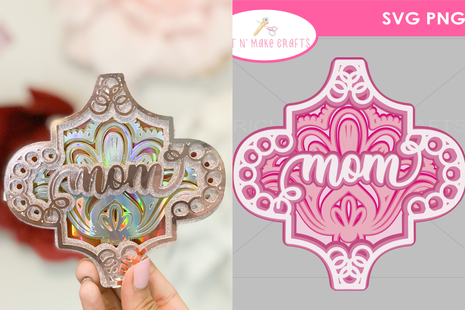 Mom 3D Arabesque Ornament SVG CUT FILE by Cut N Make Crafts holiday svg - Copy