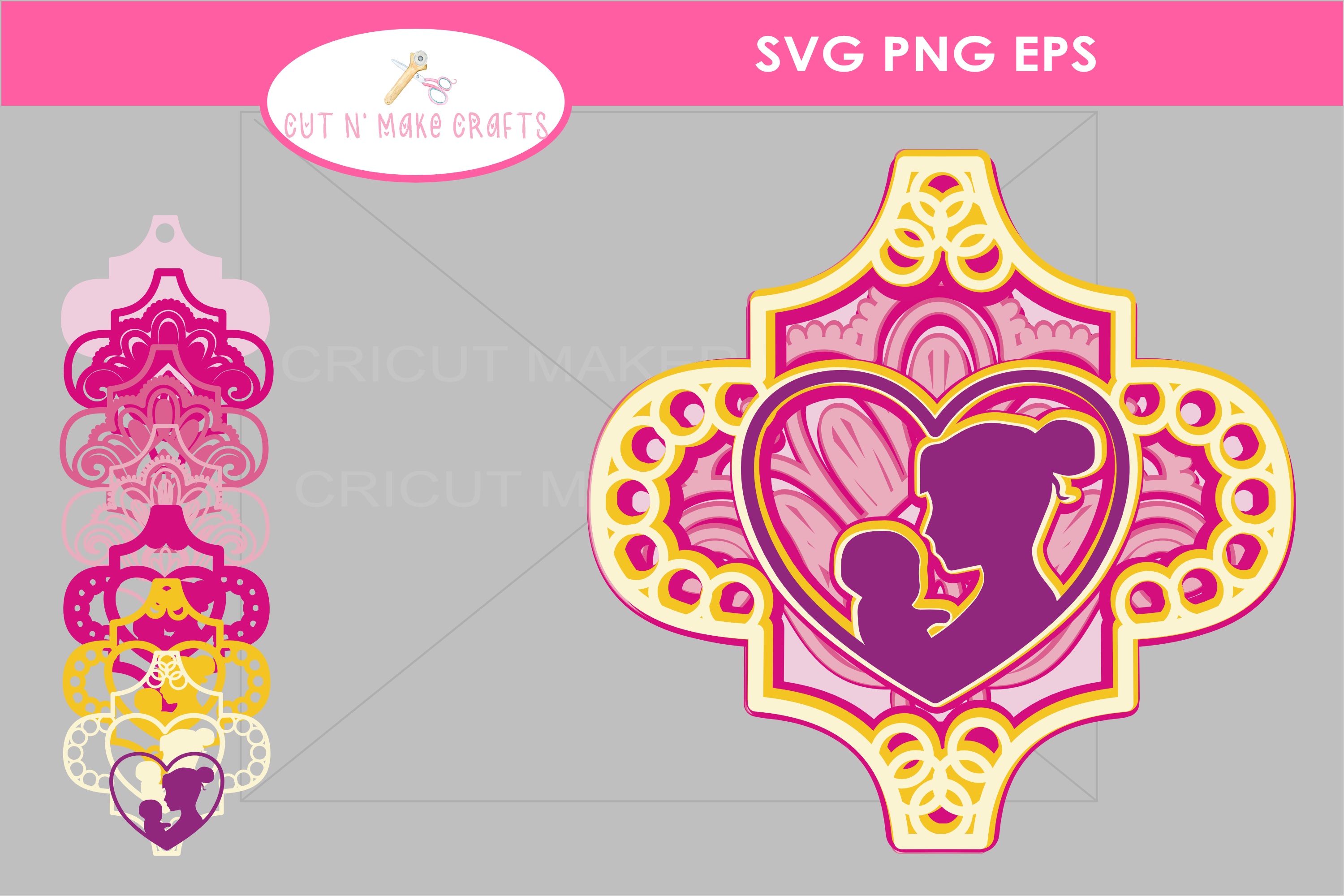 arabesque tile 3d layered preagnancy ornaments by cut n make crafts (5)