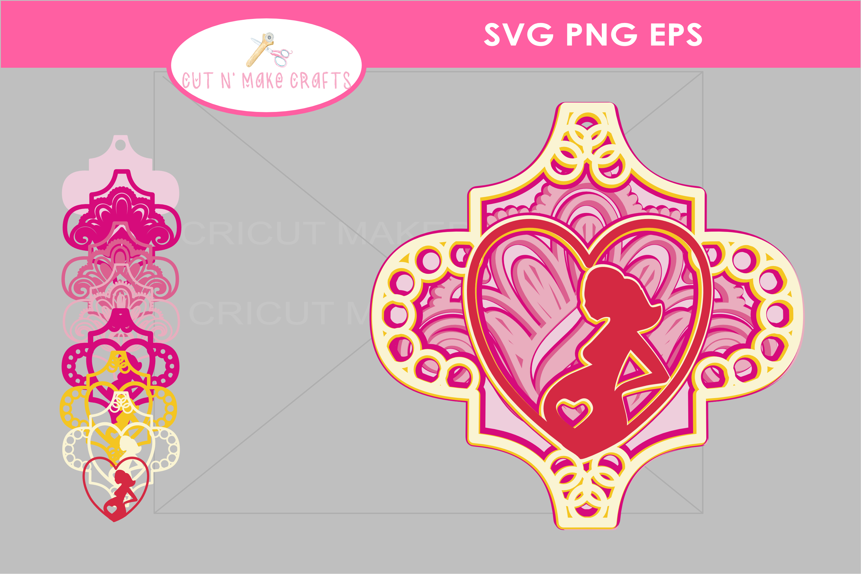 arabesque tile 3d layered preagnancy ornaments by cut n make crafts (6)