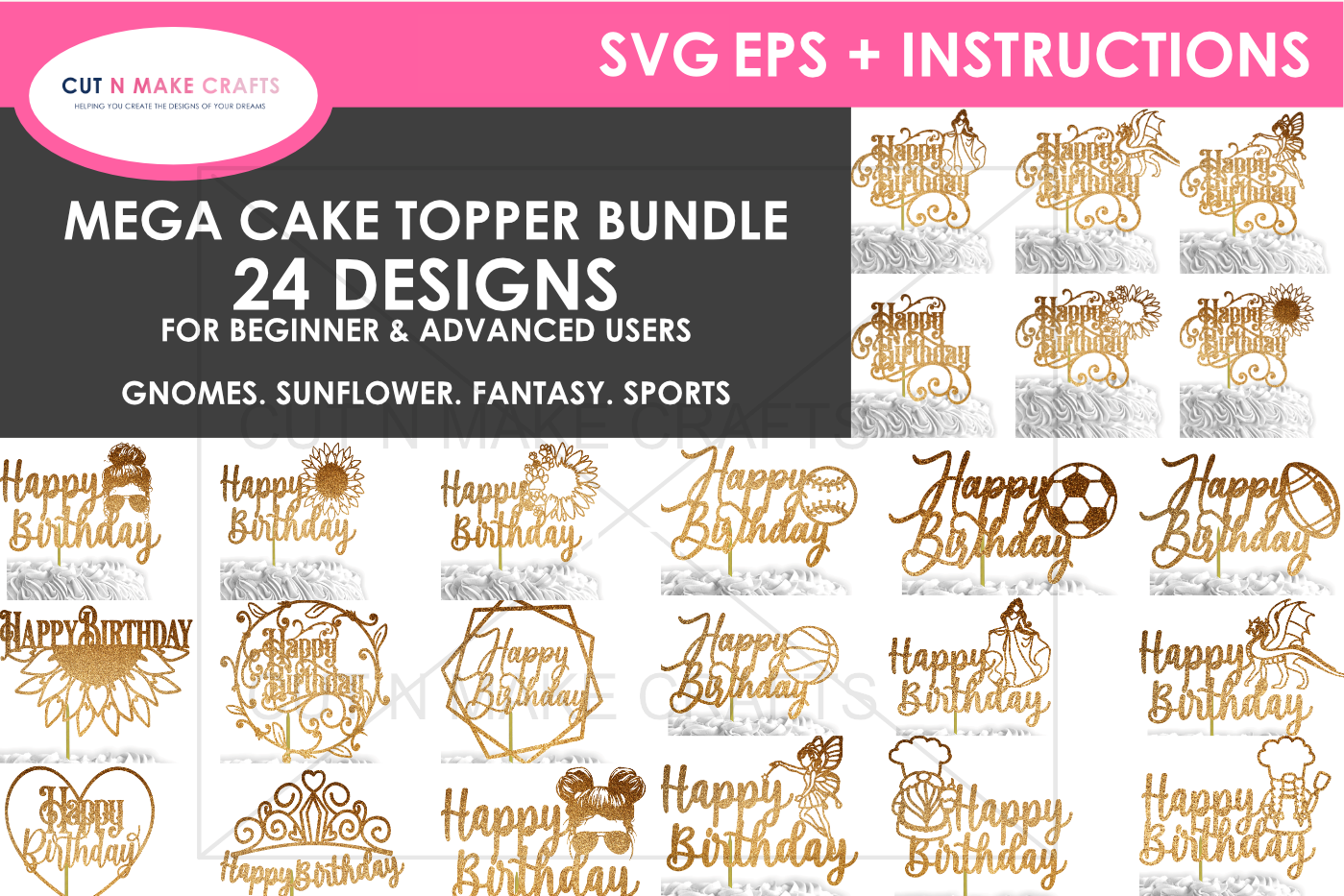 cake topper svg bundle cake topper svg by cut n make crafts22