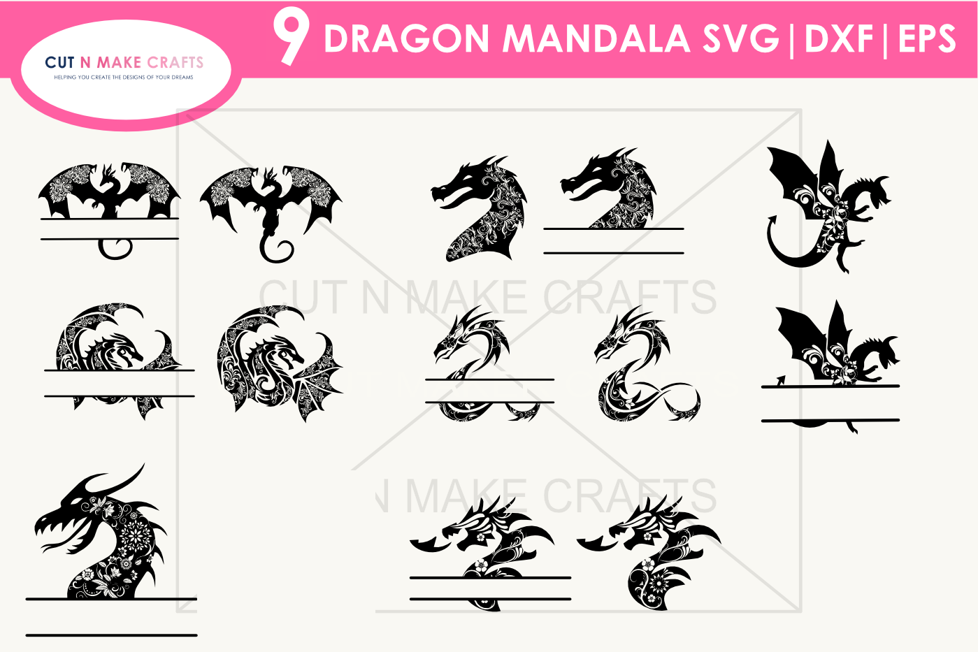 DRAGON MANDALA SVG DRAGON SVG