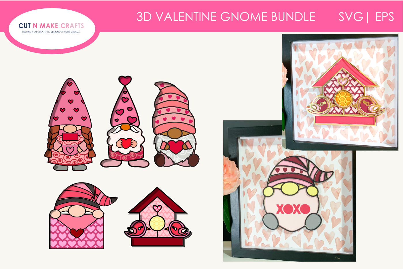 3d valentine gnome svg
