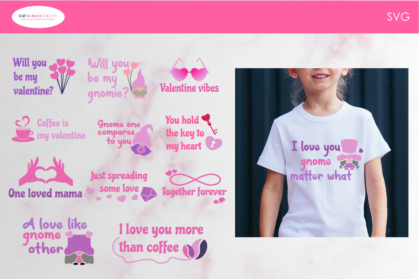 valentines svg cut file gnome valentine