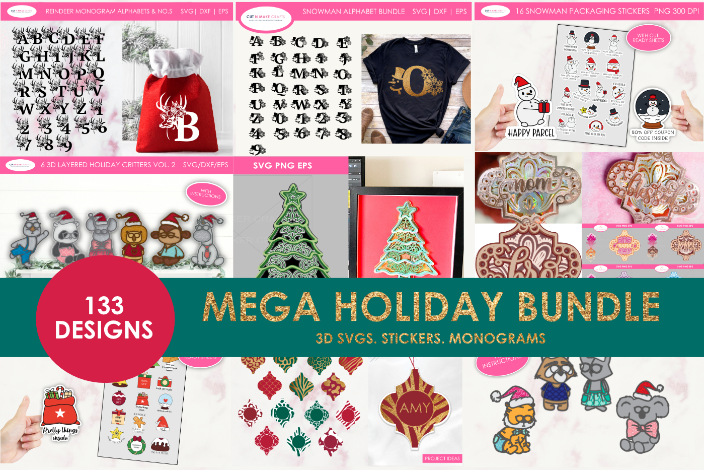 MEGA CHRISTMAS BUNDLE SVG STICKERS